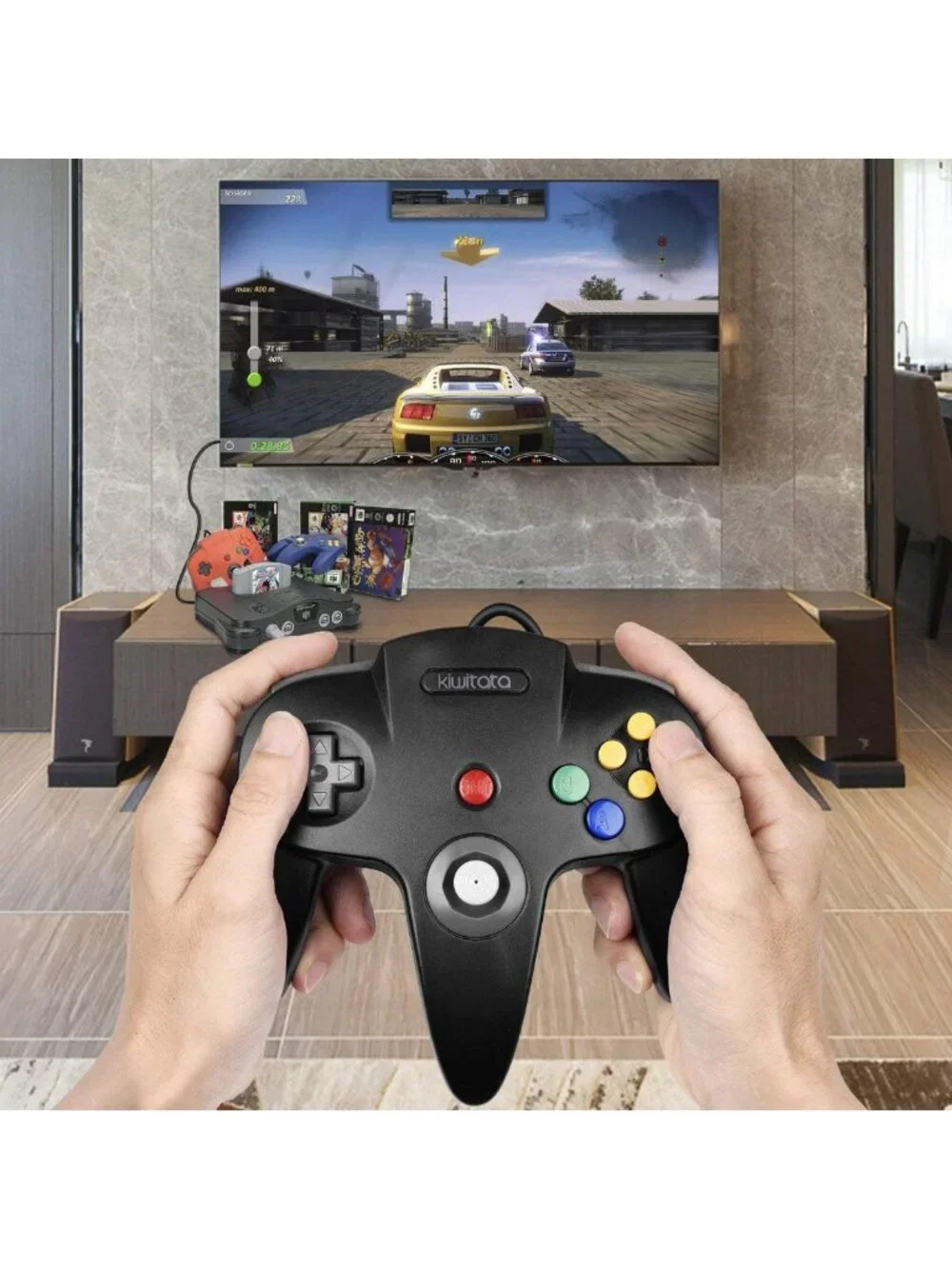 2x Retro Wired N64 Gamepad Controllers - Classic Joystick for Nintendo Console